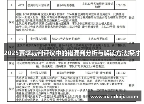 2025赛季裁判评议中的错漏判分析与解读方法探讨