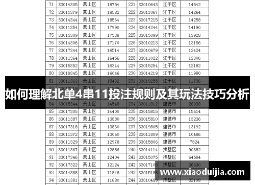 如何理解北单4串11投注规则及其玩法技巧分析